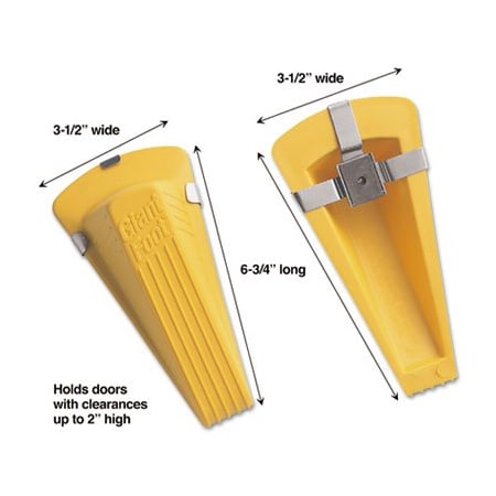 Master Caster Co Master, GIANT FOOT MAGNETIC DOORSTOP, NO-SLIP RUBBER WEDGE, 3.5W X 6.75D X 2H, YELLOW 00967